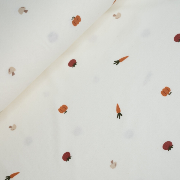 Baumwolljersey kleines Gemüse ecru