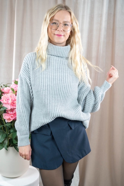 Grobstrick Rollkragenpullover Elena grau