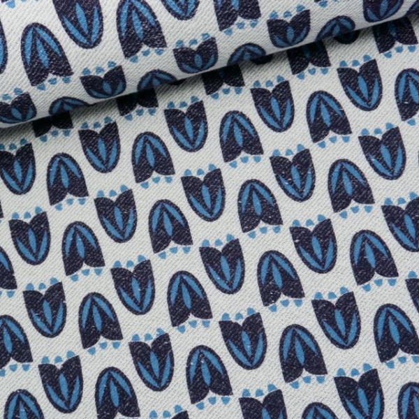 French Terry Backsideprint Tulpe navy