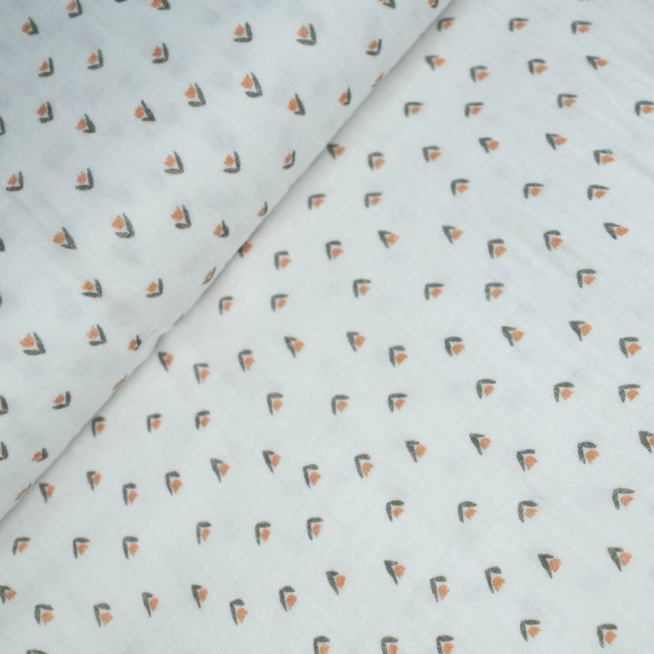 Musselin Double Kleine Tulpe weiß-senfgelb