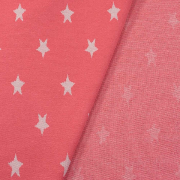 Jacquard Jersey Stars pink-weiß