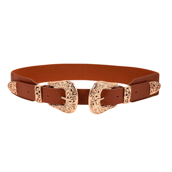 Gürtel Stretch Schnalle cognac-gold