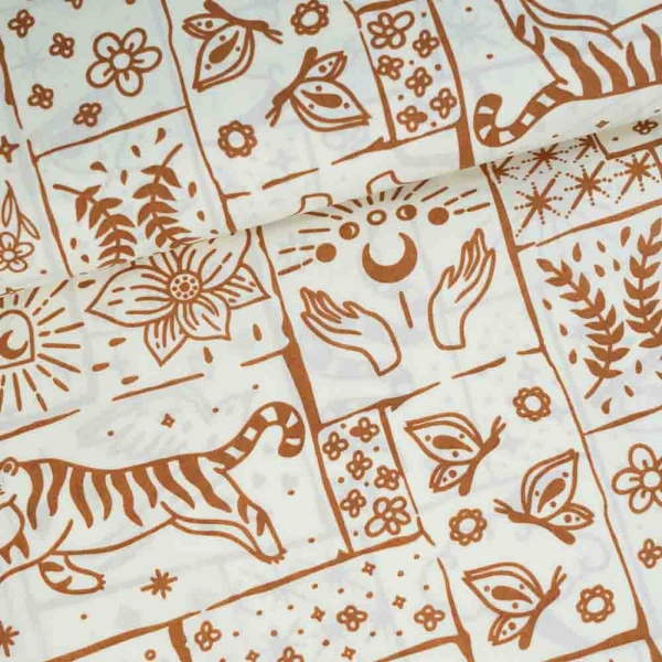 Baumwoll Popeline Astrologie ecru