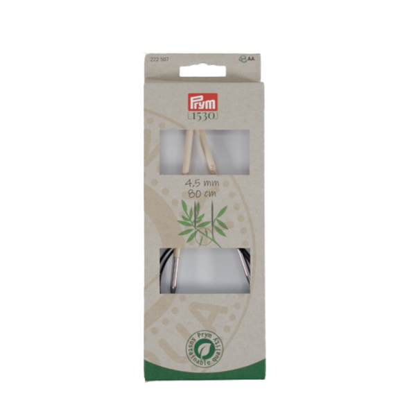 Prym Rundstricknadel 1530, Bambus in Stärke 4,5mm, 80cm