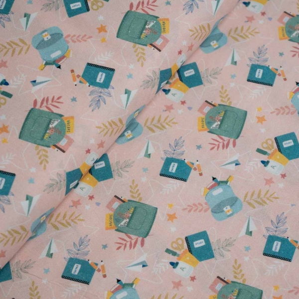 Bio Baumwollwebware Schulsachen rosa