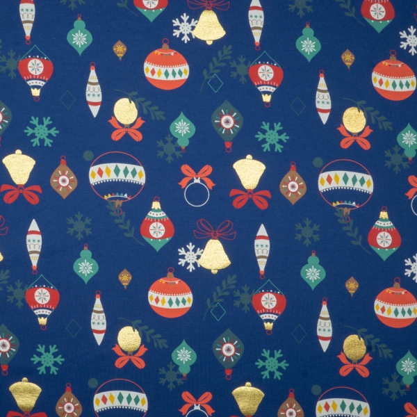 Baumwolljersey Weihnachtskugeln navy