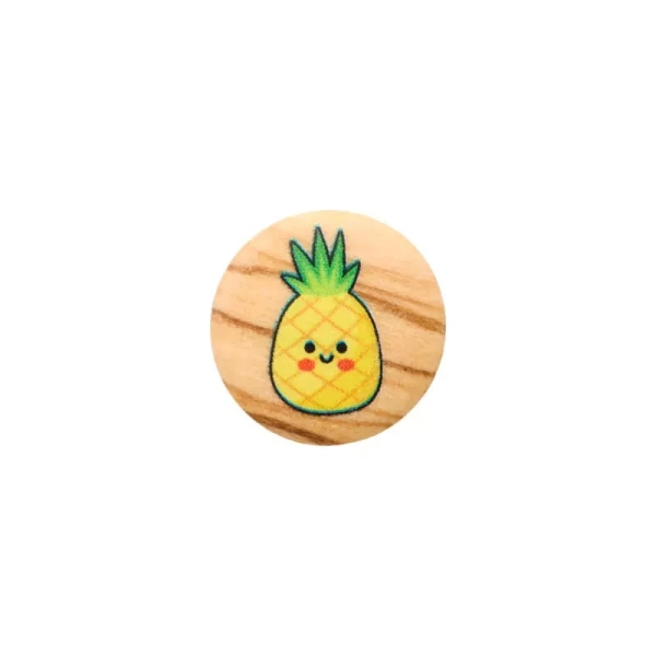 Holzknopf Öse Ananas 15mm gelb