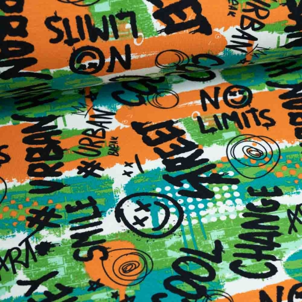 Baumwolljersey Graffiti Art grün