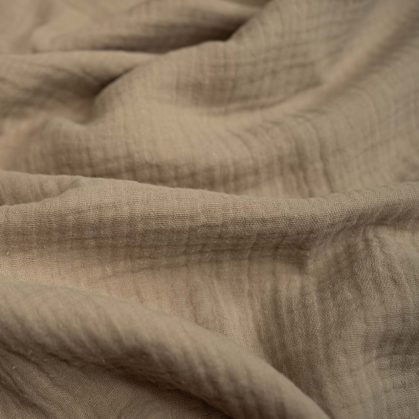 Musselin Double Gauze Amelie dunkelbeige