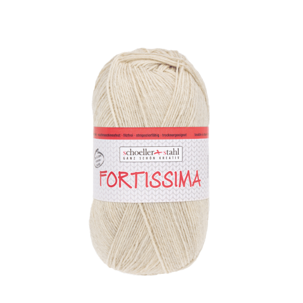 Fortissima 100gr Sockenwolle 4-fädig meliert hellbeige