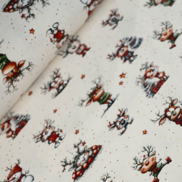 Baumwolljersey X-Mas Elch ecru