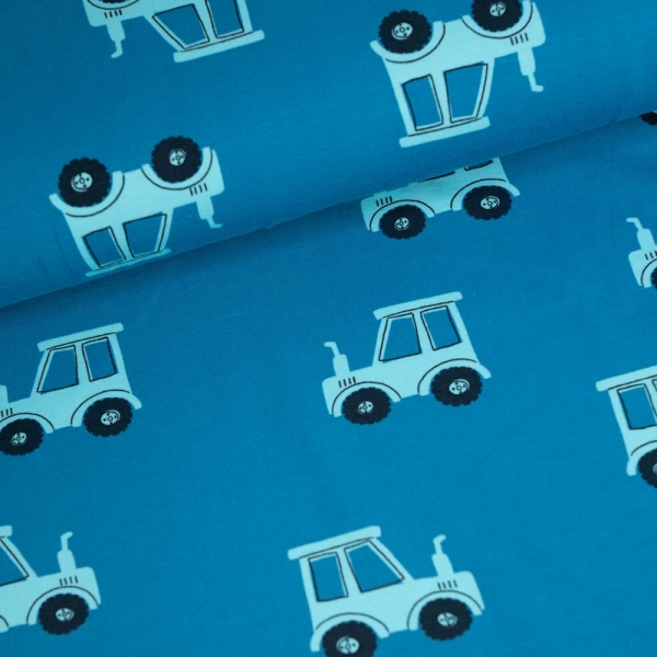 Baumwolljersey Traktor aqua