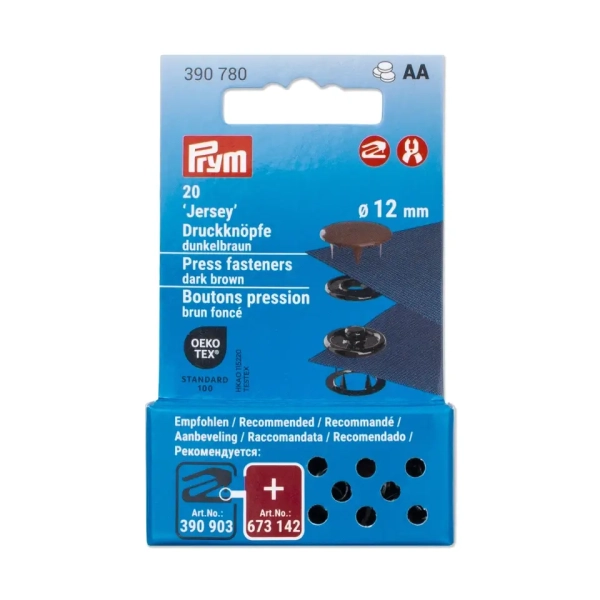 Prym NF Druckknöpfe Jersey 12mm dunkelbraun