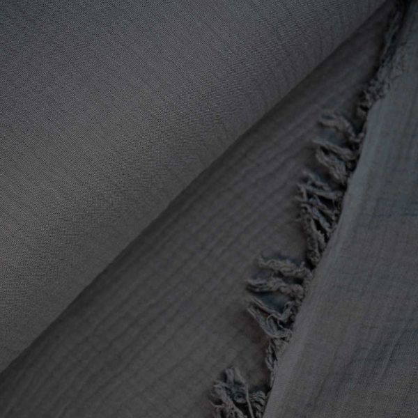 Musselin 4-lagig Fransenbordüre anthra