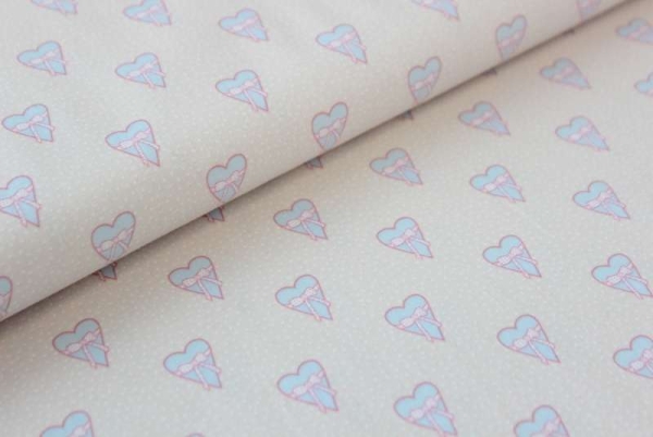 1,60m Reststück Gütermann Vintage Heart beige