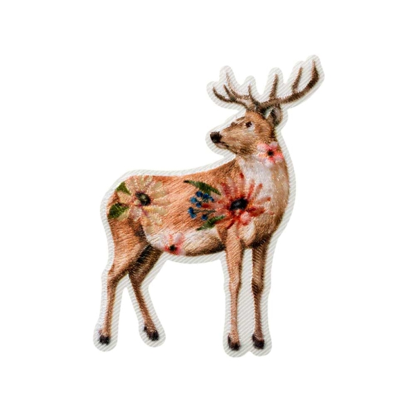 Applikation Hirsch mit Blumen