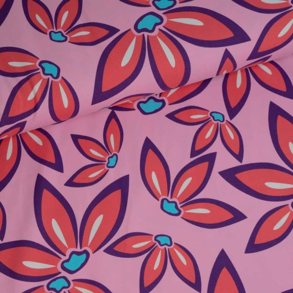 Baumwolljersey Flora rosa