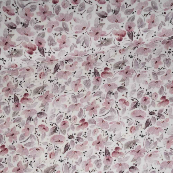Musselin Digital beerige Blümchen ecru