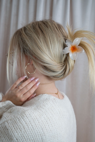 Haarklammer Hawaiiblume orange
