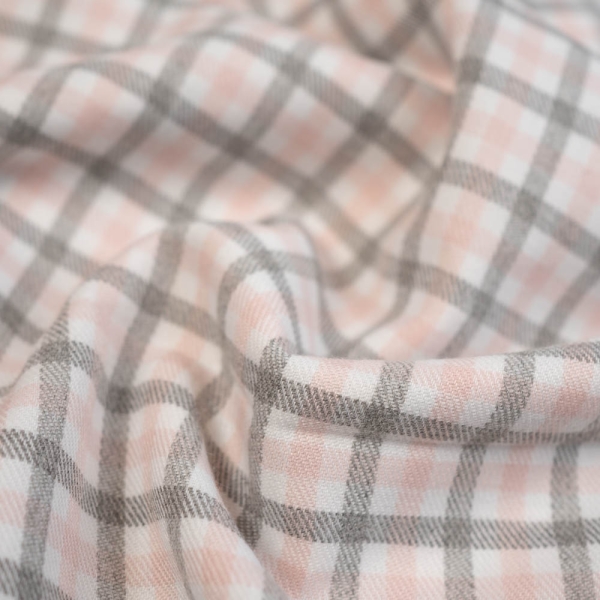 Twill Wool Touch Glenchecks weiß-pastellrosa
