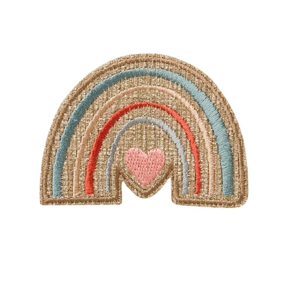 Applikation Regenbogen Cord beige