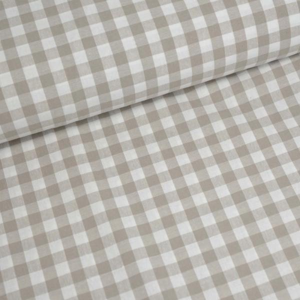 Edle Baumwoll Popeline Karo Groß 8mm beige
