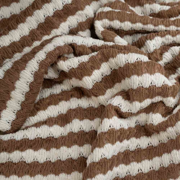 Jacquard Strick Häkel-Look Streifen beige