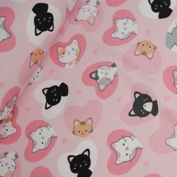 Baumwolljersey Katzenliebe rosa