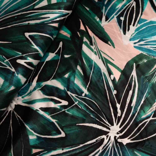 Italienische Seide Stretch Blume petrol