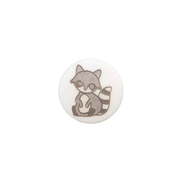 Polyesterknopf waschbär 15mm weiß