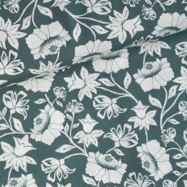 Viskosewebware Geblümt dusty mint