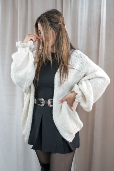 Cardigan mit Rüschenärmel SOFT natur