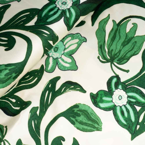 Viskose Satin Paisley Blume dunkelgrün