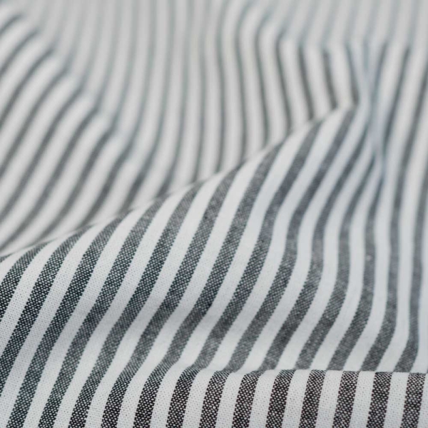 Baumwoll Popeline Streifen MELIERT schwarz