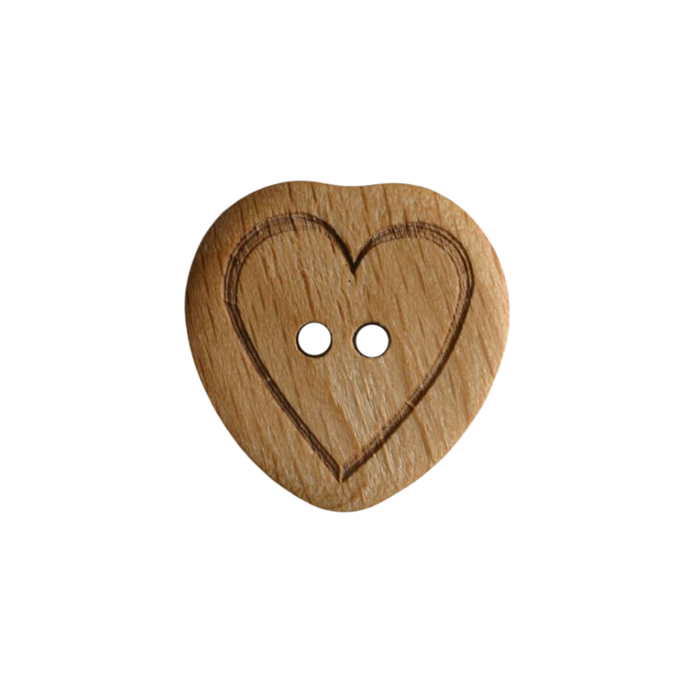 Kokos-Holzknöpfe 15mm Natur – Handgemachte Herz-Knöpfe Für Näharbeiten