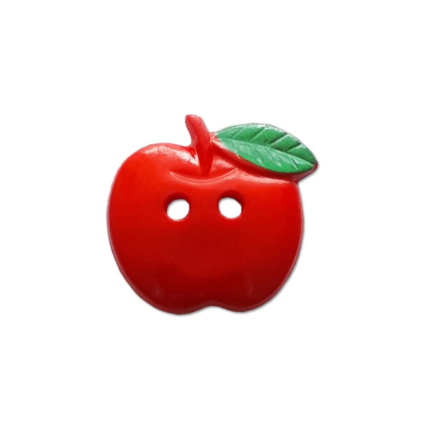 Kinderknopf Apfel mit Blatt 19mm rot