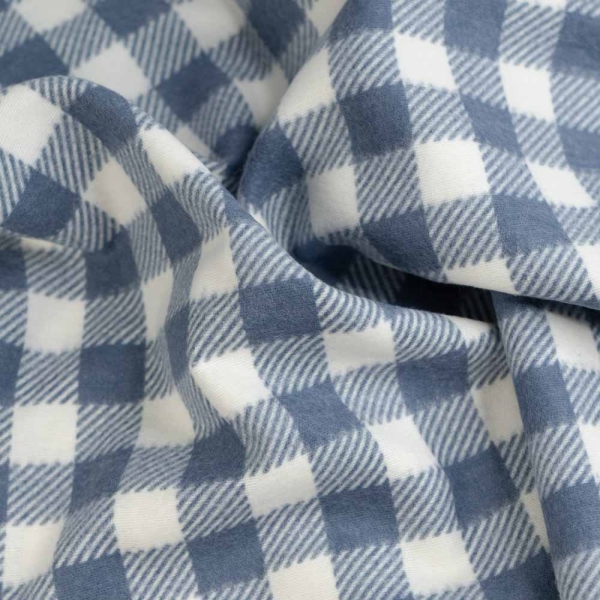 Flanell Baumwolle große Karos jeansblau