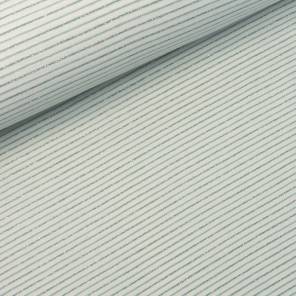 Baumwolljersey Lurex Stripes ecru-dusty mint