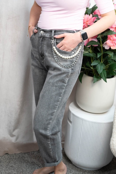 Mom-fit Jeanshose High Waist Mila grau