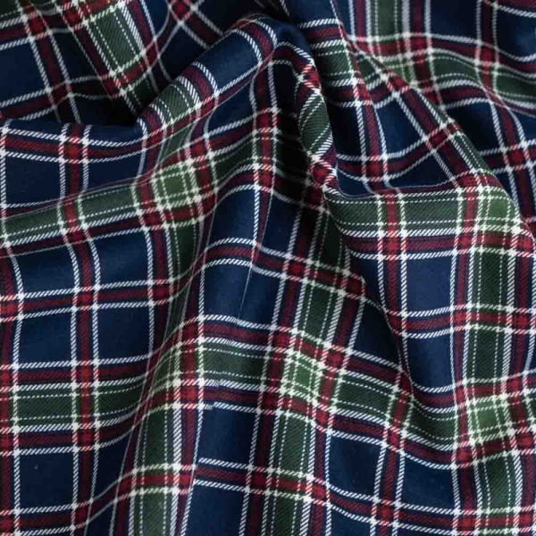 Flanell Baumwolle Tartan Checks dark navy