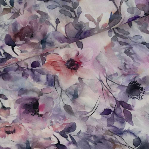 Viskosewebware Aquarell Pfingstrose beere