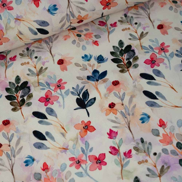 Canvas Blümchen Zweige ecru