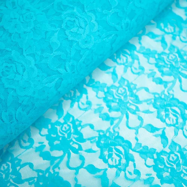 Italienische Spitze STRETCH Rosen aqua
