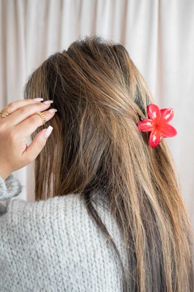Haarklammer Hawaiiblume dunkelrot
