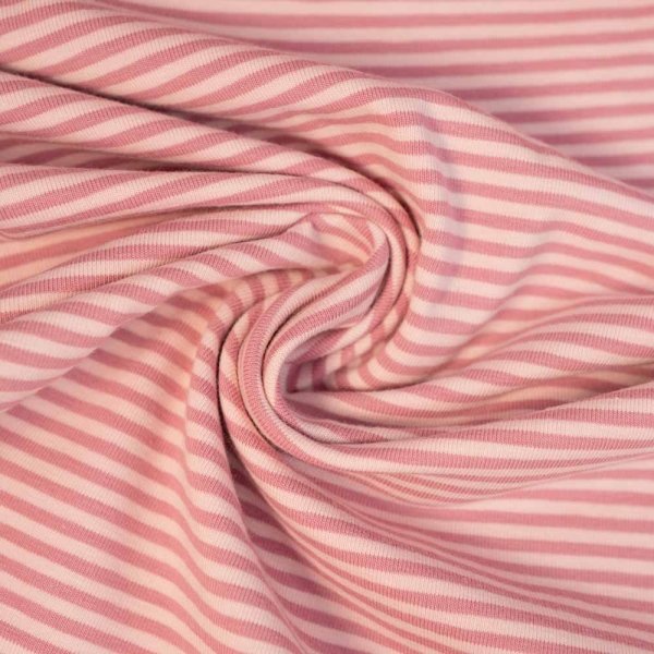 Baumwolljersey Streifen altrosa-mauve