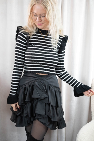 Satin Stufenrock Romy schwarz