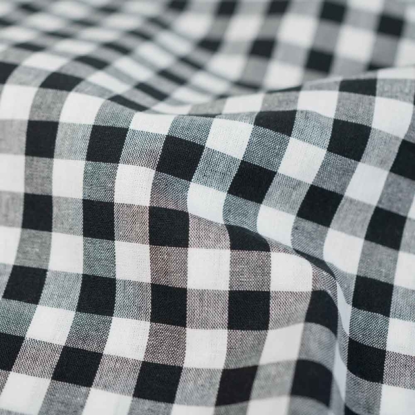 Edle Baumwoll Popeline Karo Groß 8mm schwarz