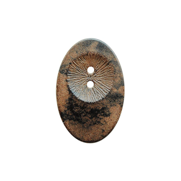 Holzknopf Oval mit Mulde 28mm