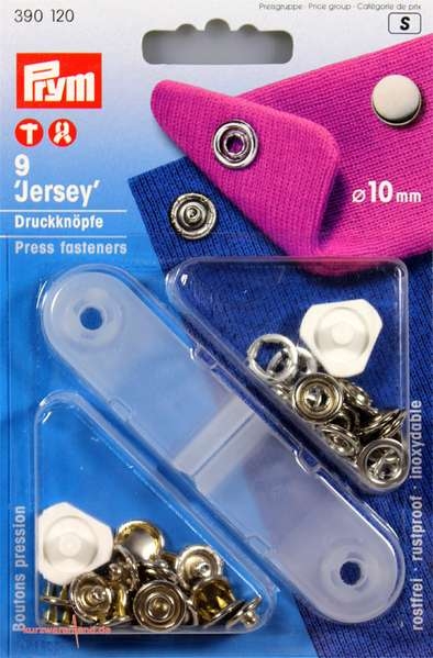 Prym Jersey Druckknöpfe silber-silber geschlossen 10 mm inkl. Lochwerkzeug