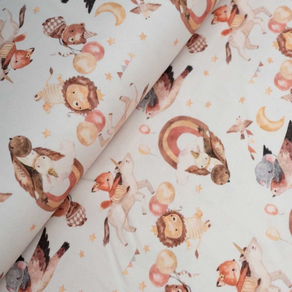 Baumwolljersey Partytiere ecru